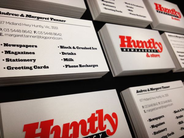 huntly newsagency business cards graphic design and printing